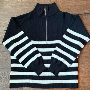 Black and White Striped Women's Sweater